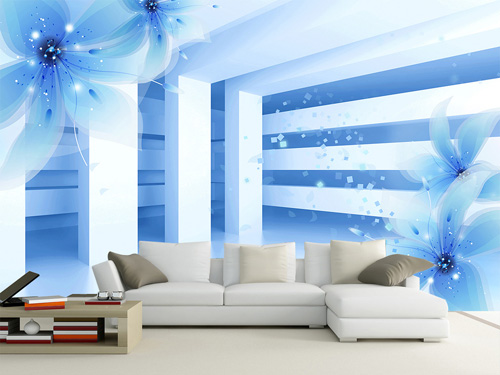 蓝色背景墙 让你客厅清爽舒适感